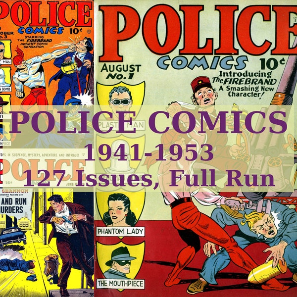 Police Comics, Golden Age Comics Anthology, Crime, Humor, Superhero, Digital Comics Collection