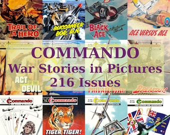 Historias de guerra de comandos en imágenes Cómics del Reino Unido, series de cómics británicas, cómics de la Segunda Guerra Mundial, cómics digitales