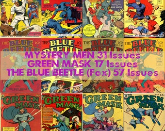 Mystery Men, Green Mask, The Blue Beetle, Fox Comics Vintage Comics Collection