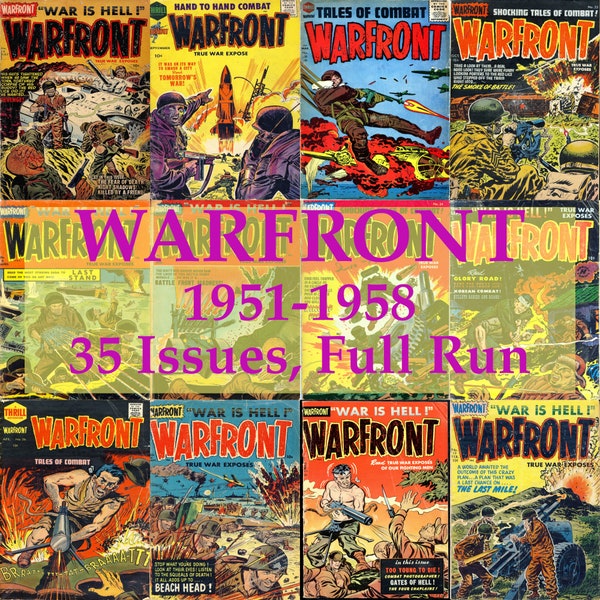 Warfront Comics, War is Hell, Silver Age Comics, Downloadable Digital Collection 1951-1958, 35 Issues