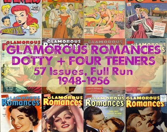 Glamouröse Romantik-Comics + Dotty + Four Teeners, Vintage-Liebescomics, Beziehungen, Liebesaffären, vollständige digitale Sammlung