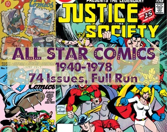 Bandes dessinées, Bandes dessinées de stars, Justice Society of America, Super-héros, Collection 1940-1978 de BD numériques