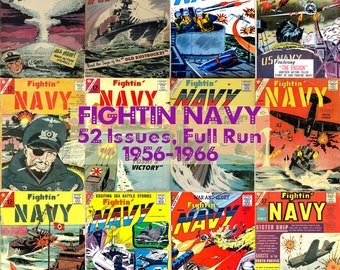 Fightin Navy Comics, Naval Battles, World War 2 Heroes, Vintage Comics Complete Digital Collection