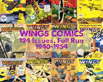 Wings Comics, Aviación de la Segunda Guerra Mundial, Peleas de perros, Aventuras aéreas, Vida de los pilotos, Colección digital de cómics antiguos