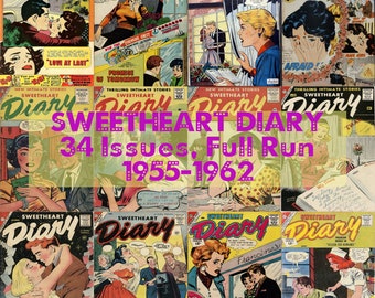 Sweetheart Diary Romance Comic Books, 1950s Relationships, Love, Drama, Adventure, Comics Complete Collection