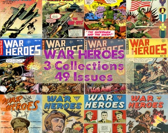 War Heroes Comics Bundle, 3 War Heroes-Sammlungen aus dem Zweiten Weltkrieg, 49 Ausgaben, digitaler Download