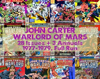 John Carter Warlord of Mars Comics, Edgar Rice Burroughs, Collection complète de 1977, BD numériques, téléchargeable