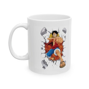 One Piece Fighting Luffy Becher / japanische Mangabecher, Zeichentrickfigur Manga Kaffeebecher, Geschenk für japanische Manga-Liebhaber, Ruffy