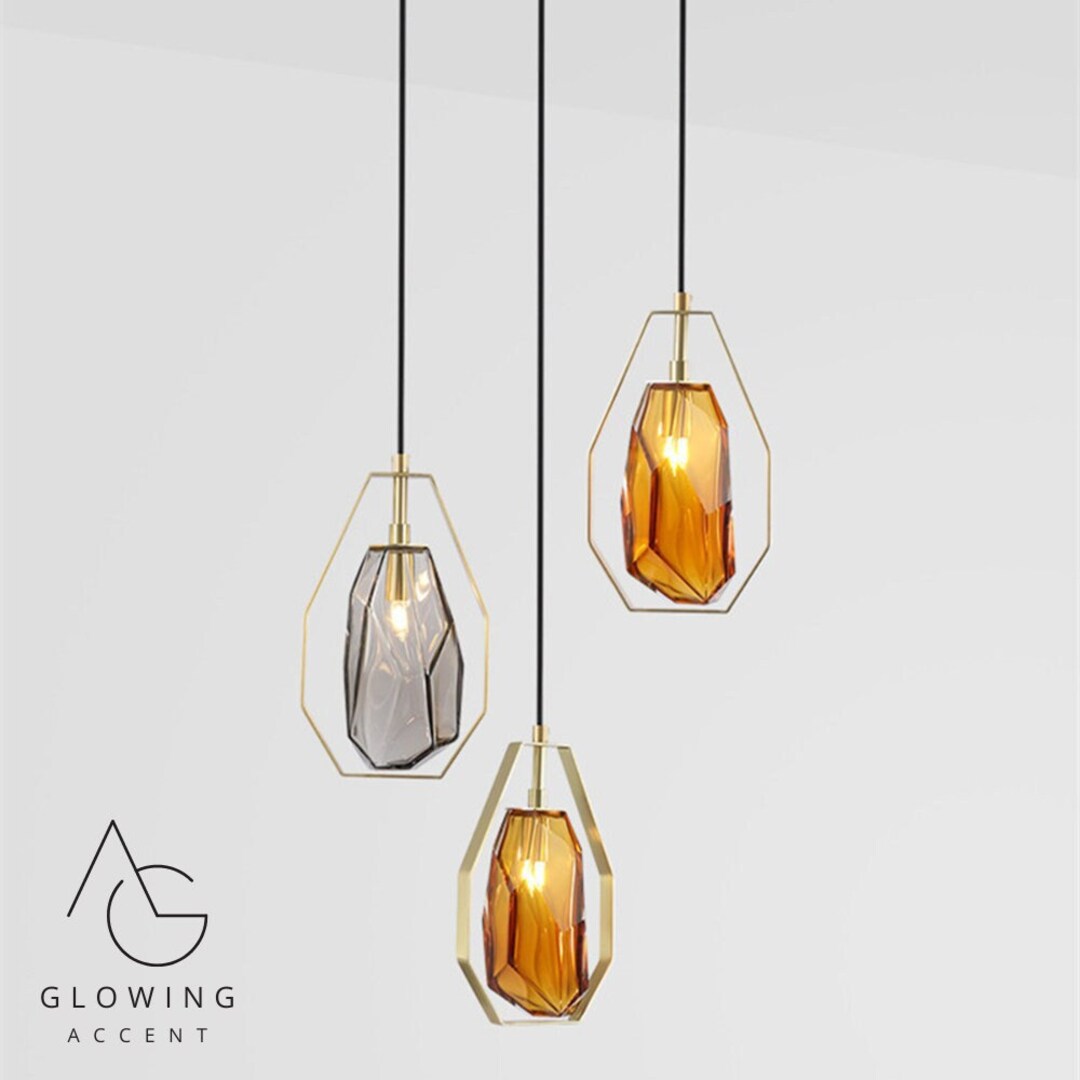 Crystal Glass Pendant Light Kitchen Island Glass Pendant Etsy