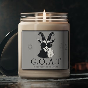 G.O.A.T. Funny Goat Sunglasses Soy Candle - Greatest of All Time - Apple, Cotton, Orchid, Sage & Cinnamon