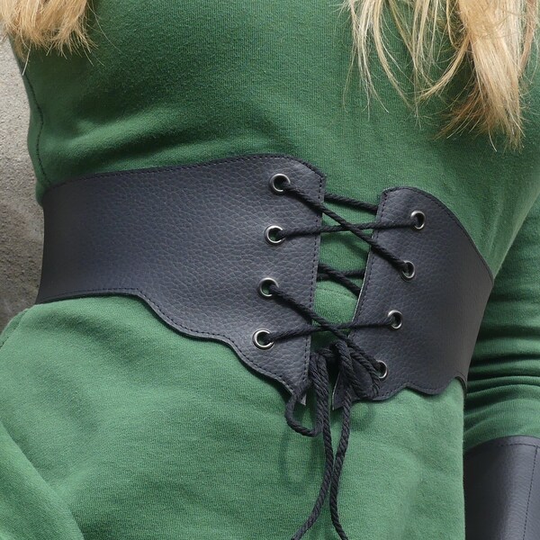 black vegan faux leather underbust corset belt