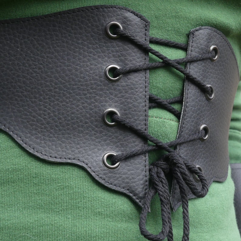 black vegan faux leather underbust corset belt Bild 5