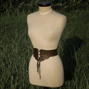 brown vegan faux leather underbust corset belt