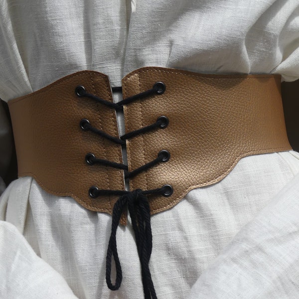 ceinture corset sous la poitrine en faux cuir vegan couleur or