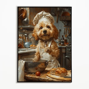 Cockapoo als Koch in der Küche, lustiges Hundebild, digitaler download, Geschenk für Hundebesitzer, Funny Dog Picture, Geschenkidee Hund