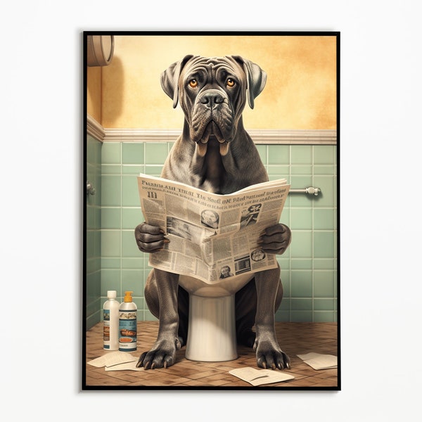Cane Corso auf der Toilette, Badezimmer Bilder, Digitaler Download, Cane Corso Bild Geschenk,Funny Dog Picture, Einrichtung Badezimmer