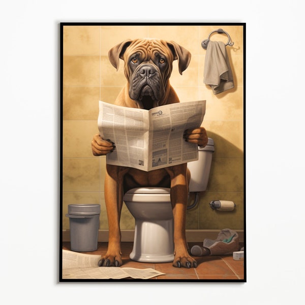 Cane Corso auf der Toilette, Badezimmer Bilder, Digitaler Download, Cane Corso Bild Geschenk,Funny Dog Picture, Einrichtung Badezimmer