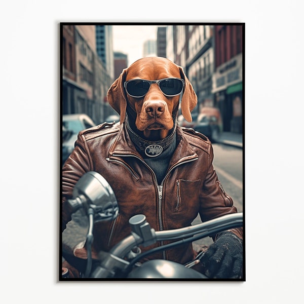 Vizsla auf dem Motorrad, Wohnzimmer Ideen Bilder, Funny Dog Picture, Einrichtung Ideen, Wall Art Prints, Harley Davidson Poster