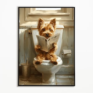 Australian Terrier auf der Toilette, Badezimmer Bilder, Digitaler Download, Australien Terrier Bild Bad,Hund Geschenk, Funny Dog Picture