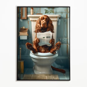 Cocker Spaniel auf der Toilette, Badezimmer Bilder, Digitaler Download,Geschenkideen Hundebesitzer, Funny Dog Picture,Wall Art Prints Poster