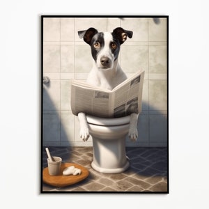 Jack Russell Terrier auf der Toilette, Badezimmer Bilder, Digitaler Download, Jack Russell Bild Geschenkideen ,Funny Dog Picture, Wall Art