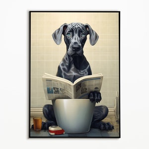 Deutsche Dogge Welpe auf der Toilette , Badezimmer Bilder, Digitaler Download, Geschenkideen Hundebesitzer, Funny Dog Picture,Wall Art Print