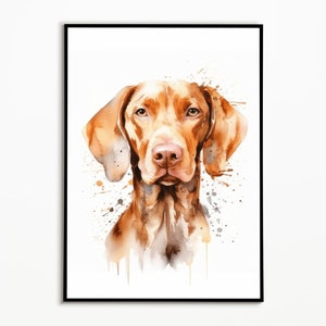 Vizsla Art with Watercolor, Living Room Decor Pictures, Living Room Decoration Ideas, Gift for Dog Owners, Wall Art Print