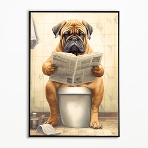 Bullmastiff Welpe auf der Toilette, Badezimmer Bilder, Digitaler Download,Bullmastiff Bild Geschenk,Funny Dog Picture,Einrichtung Badezimmer