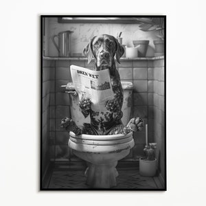German shorthair Pointer sitzt auf der Toilette, Badezimmer Bilder, Digitaler Download, Deutsch Kurzhaar Geschenk,Funny Dog, Wall Art