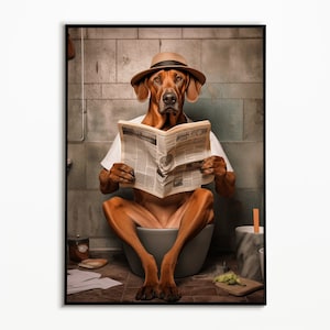 Rhodesian Ridgeback auf der Toilette, Badezimmer Poster, digitaler download, Geschenk für Hundebesitzer, Funny Dog Picture, Wanddeko Poster