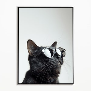 Cat with sunglasses, digital download, cat gift ideas, funny cat picture, living room decor, wall art, funny gifts