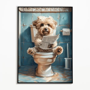 Havaneser Hund auf der Toilette, Badezimmer Poster, Digitaler download, Geschenk für Hundebesitzer, Funny Dog Picture, Havaneser Poster