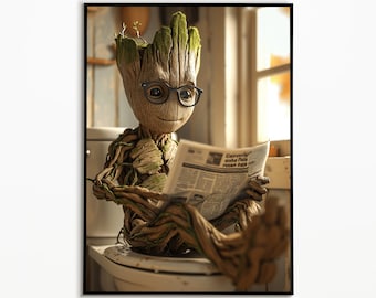 I am Groot poster on the toilet, Groot funny, bathroom ideas pictures, Funny Animal, ideas bathroom poster