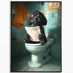 Cocker Spaniel auf der Toilette, Badezimmer Bilder, Digitaler Download, Spaniel Hund Geschenk, Funny Dog Picture, Wall Art Prints Poster