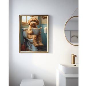 Goldendoodle auf Toilette,Badezimmer Bild, Digitaler Download, Goldendoodle Geschenk,Funny Picture, Einrichtung Ideen Badezimmer, Wall Art Bild 2