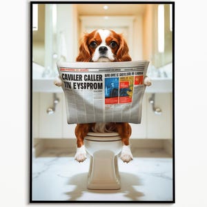 Cavalier King Charles Spaniel Toilette, Geschenkidee Hundebesitzer, Badezimmer Deko, Spaniel Geschenk, Funny Dog Picture, Digitaler Download
