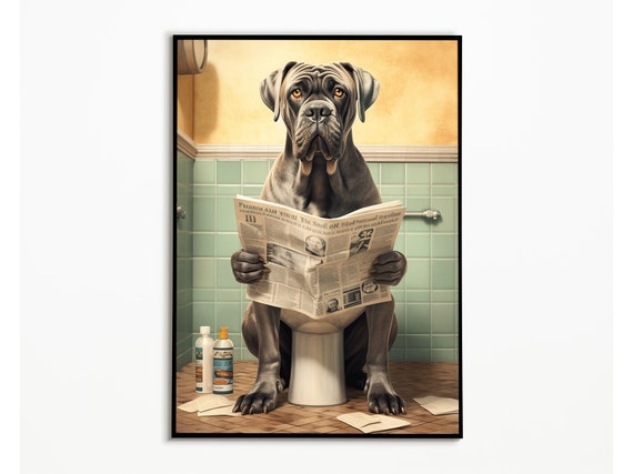 Cane Corso auf der Toilette, Badezimmer Bilder, Digitaler Download, Cane Corso Bild Geschenk,Funny Dog Picture, Einrichtung Badezimmer