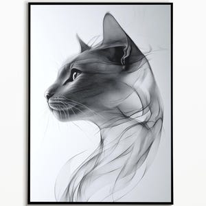 Black cat art picture, living room picture, cat gift ideas, beautiful cat picture art, cat poster, Christmas gift ideas, wall art