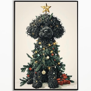 Poodle Christmas tree, Christmas decoration, funny Christmas gifts, funny dog picture, gift ideas for dog owners, Christmas card, wall art