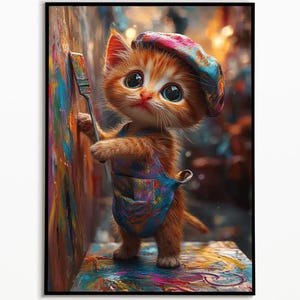 Cat Art, Living Room Picture, Gift Ideas Cats, Funny Cat Picture, Cat Poster, Wall Art Prints, Cat Picture Bathroom, Cat Art Picture