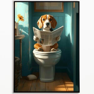 Beagle auf der Toilette,Badezimmer Bild, Digitaler Download, Beagle Geschenkideen,Funny Dog Picture, Einrichtung Ideen Badezimmer, Wall Art