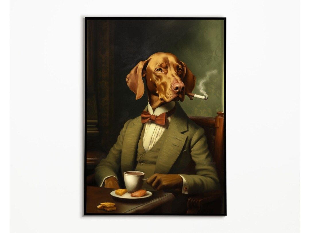 Vizsla in een pak met een sigaar, grappige hondenfoto, digitale download,  cadeau voor hondeneigenaar, grappige hondenfoto, Vizsla kunst - Etsy België, image size:1080x810