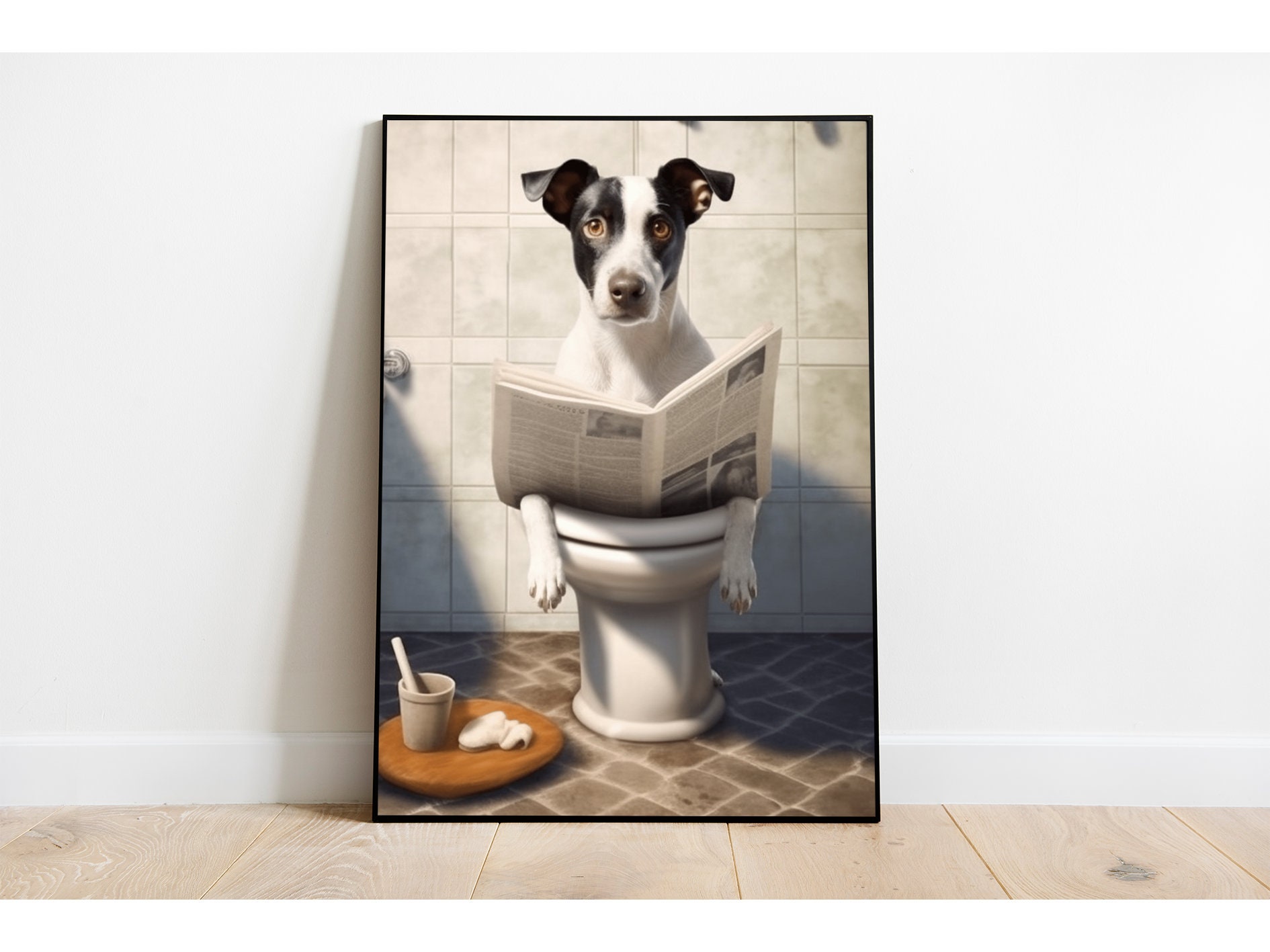 Targa In Latta Vintage Con Cane Jack Russell Terrier - Decorazione Da Parete Per Bagno O Scrigno, 20,3x30,5 Cm