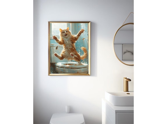 5 stuks zwarte katten badkamer foto kat poster humor kat foto's badkamer vintage kattenposter 20 x 25 cm afbeelding kat op toilet waterdicht geschikt voor badkamer toilet woonkamer slaapkamer