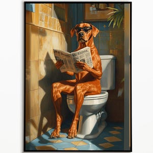 Rhodesian Ridgeback auf der Toilette, Badezimmer Poster, digitaler download, Geschenk für Hundebesitzer, Funny Dog Picture, Wanddeko Poster