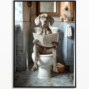 Weimaraner auf der Toilette, Badezimmer Bilder, Digitaler Download, Weimaraner Bild Bad,Hund Geschenk,Funny Dog Picture, Wanddeko Badezimmer