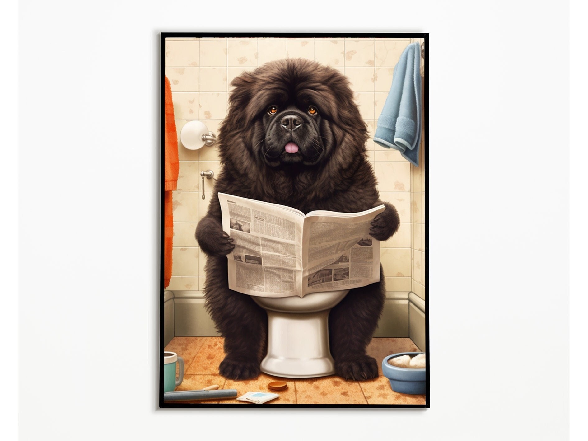 Chow Chow op het toilet en het lezen van de krant, badkamerfoto's, digitale  download, cadeau-ideeën hondenbezitters, grappige hondenfoto, kunst aan de  muur - Etsy België, image size:1890x1417