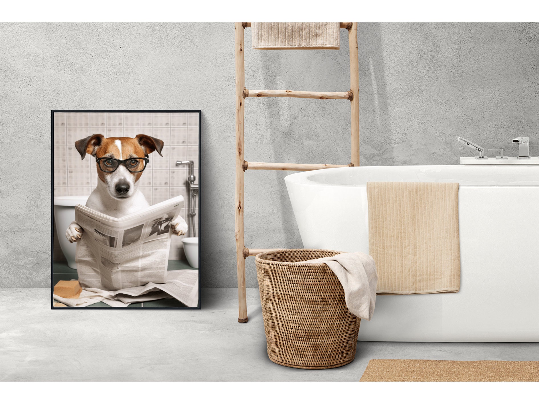 Tenda Da Doccia Con Cucciolo Di Volpe Terrier In Acquerello – 182x183 Cm, In Poliestere Impermeabile, Con 12 Ganci Inclusi - 6