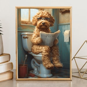 Goldendoodle auf Toilette,Badezimmer Bild, Digitaler Download, Goldendoodle Geschenk,Funny Picture, Einrichtung Ideen Badezimmer, Wall Art Bild 6