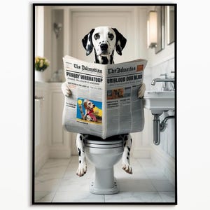 Dalmatiner auf der Toilette, Badezimmer Bilder, Digitaler Download, Dalmatiner Geschenk,Funny Dog Picture, Wall Art Prints,Geschenkidee Hund